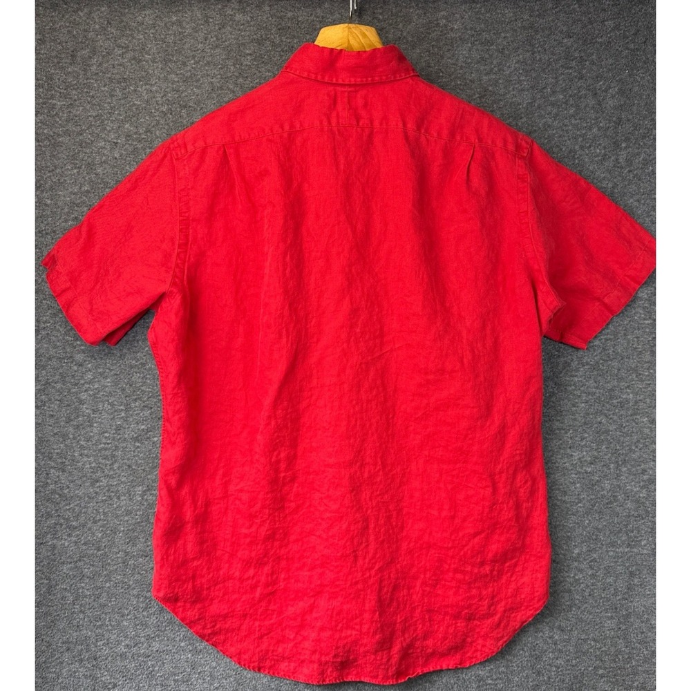 Vtg Polo Ralph Lauren Bradford Classic F Red 100% Linen Short Sleeve Shirt Men L View 6